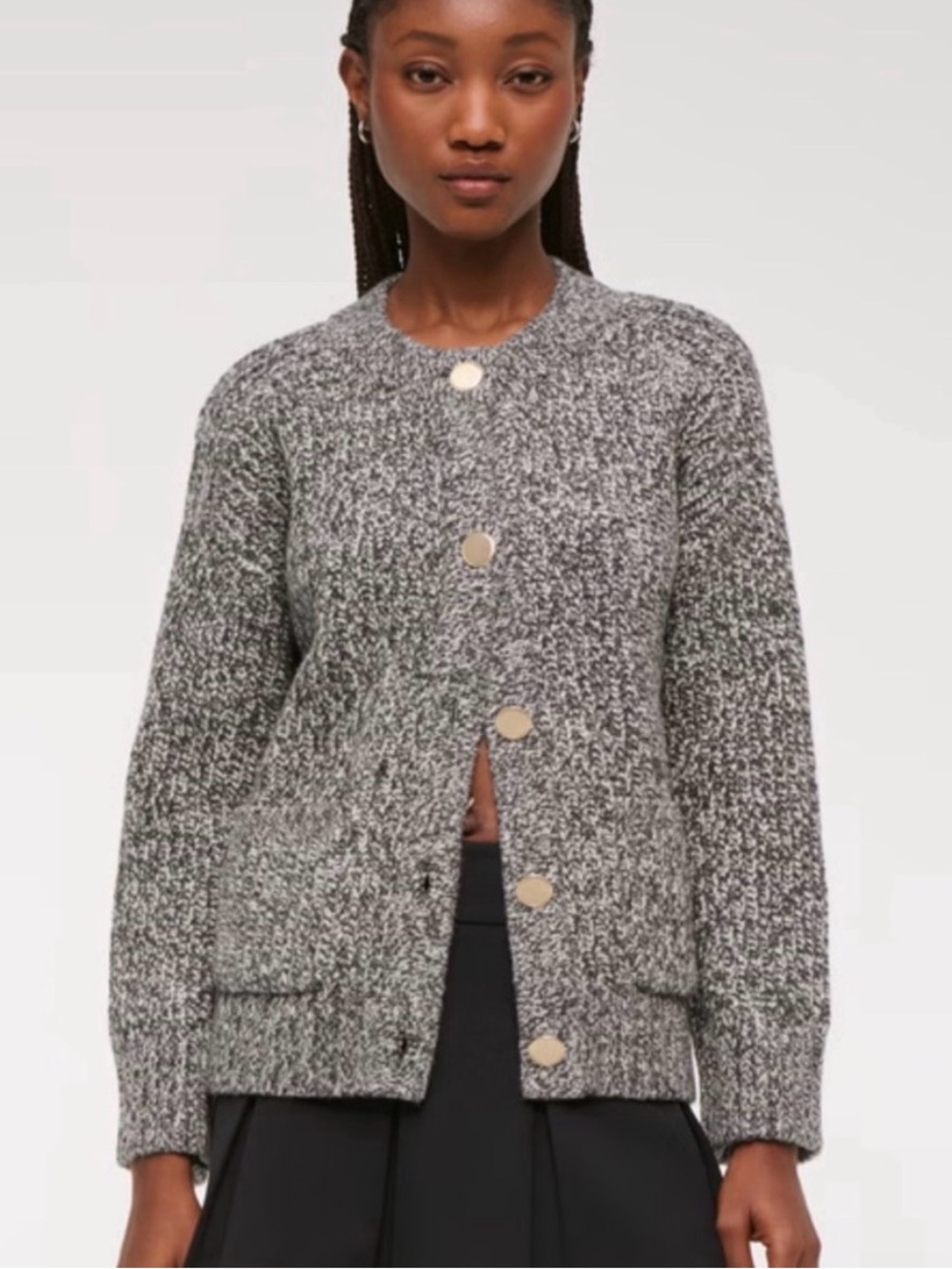 Abercrombie & Fitch black and white marked knit cardigan